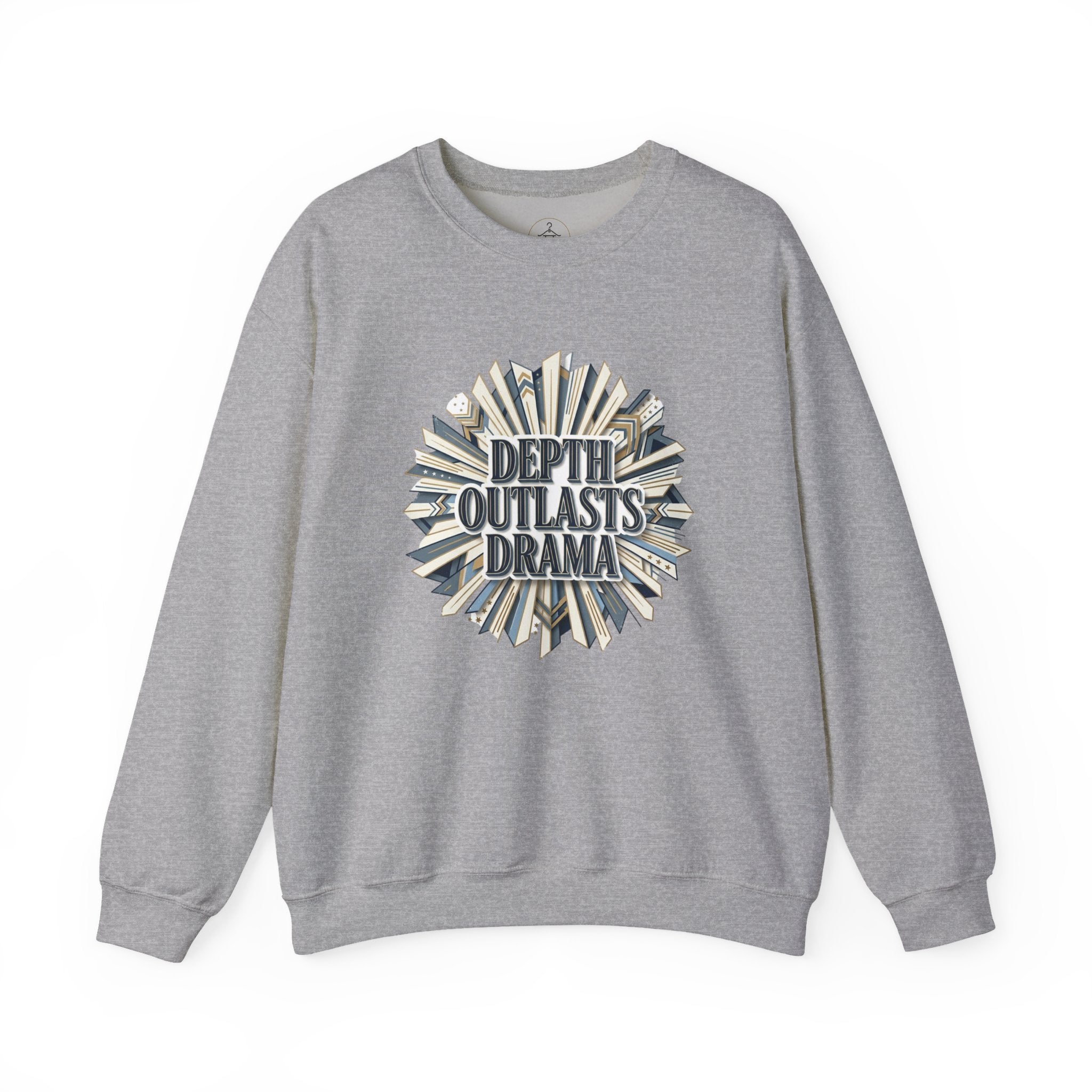 Crewneck Sweatshirt — "Depth Outlasts Drama" Graphic Pullover