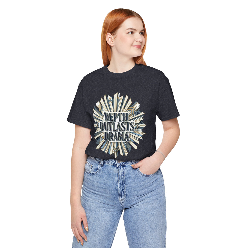 "Depth Outlasts Drama" Retro Burst Graphic Tee