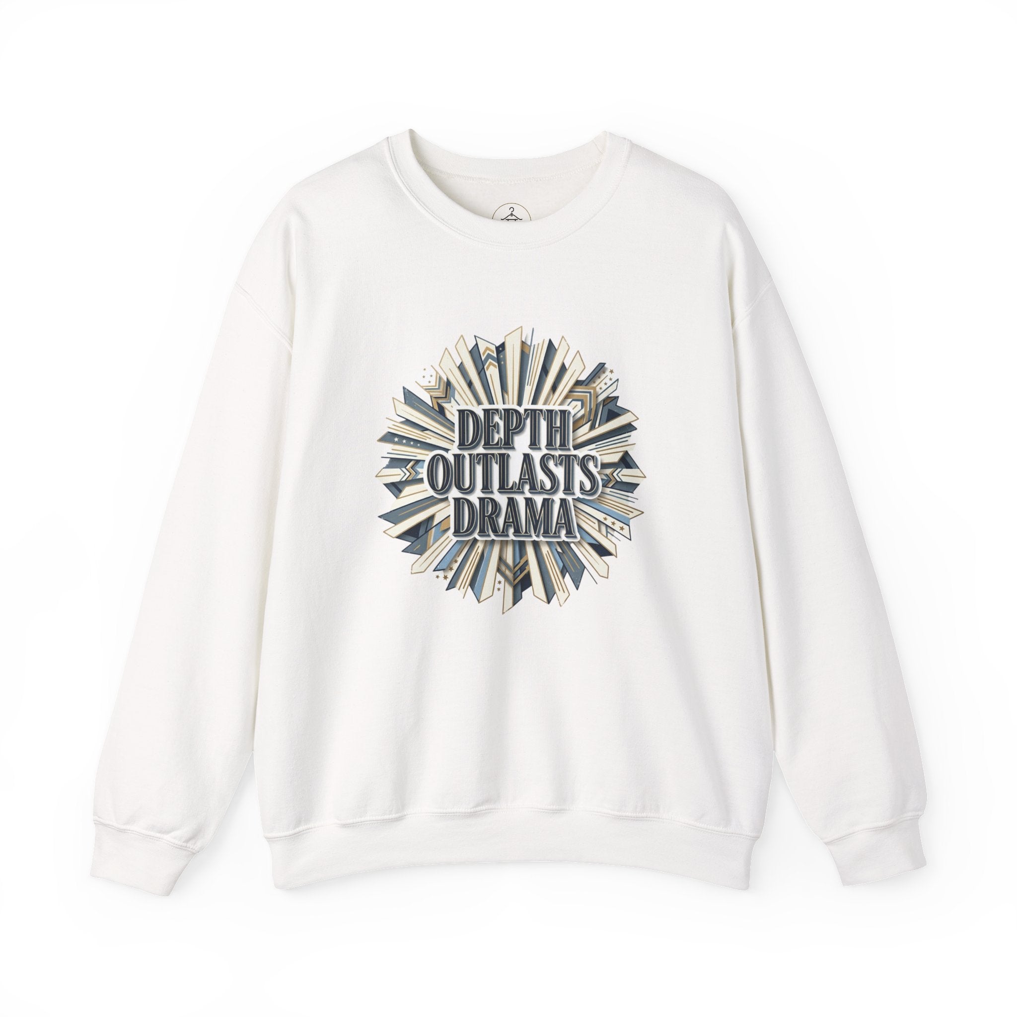 Crewneck Sweatshirt — "Depth Outlasts Drama" Graphic Pullover