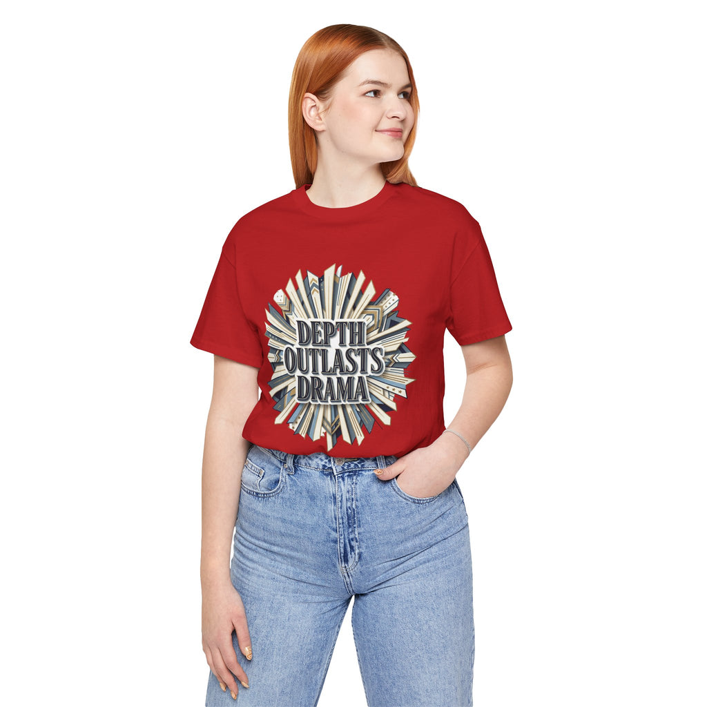 "Depth Outlasts Drama" Retro Burst Graphic Tee