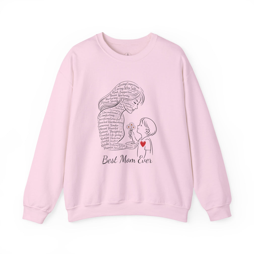Best Mom Ever Crewneck Sweatshirt — Mother's Day Mom & Child Heart Design