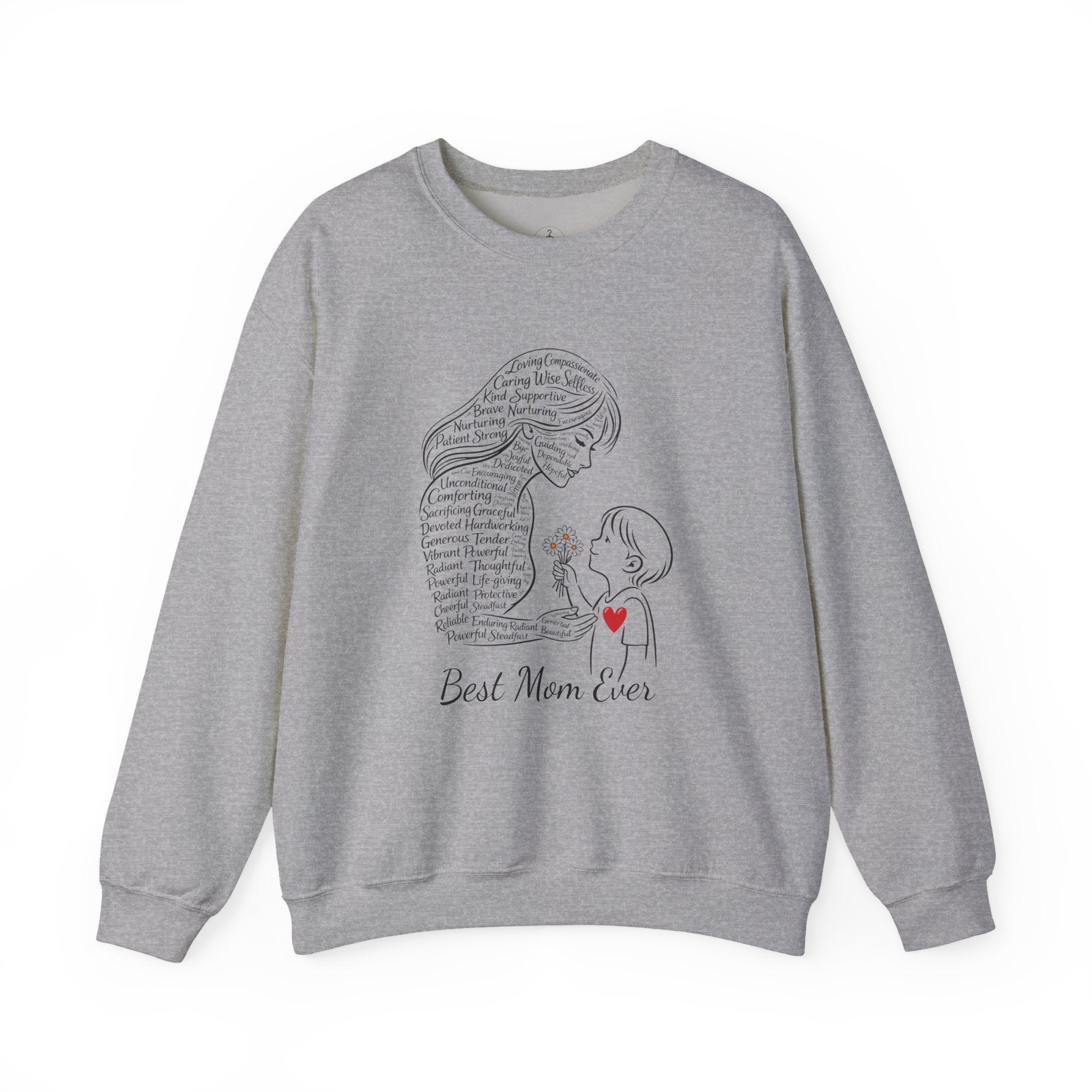 Best Mom Ever Crewneck Sweatshirt — Mother's Day Mom & Child Heart Design