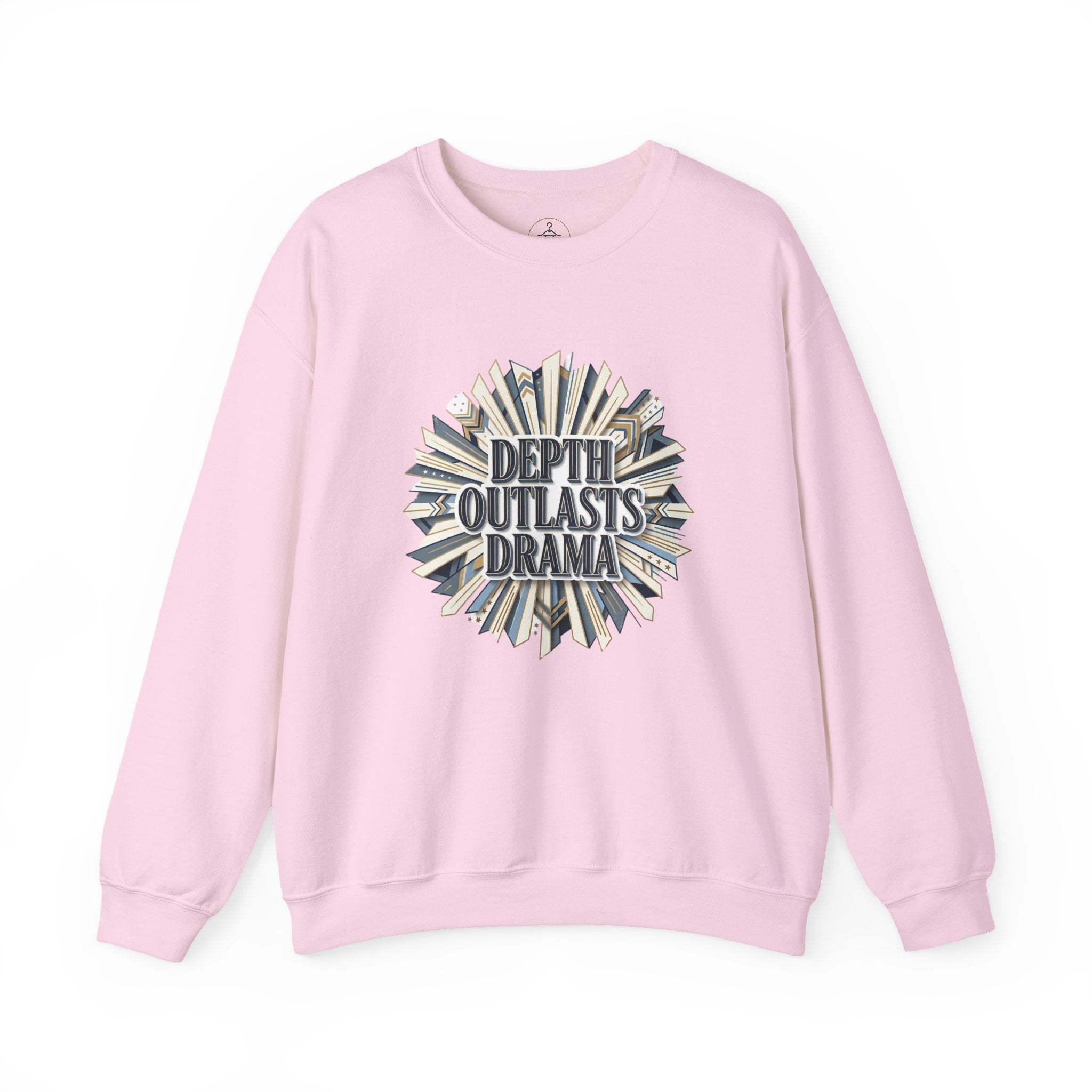 Crewneck Sweatshirt — "Depth Outlasts Drama" Graphic Pullover