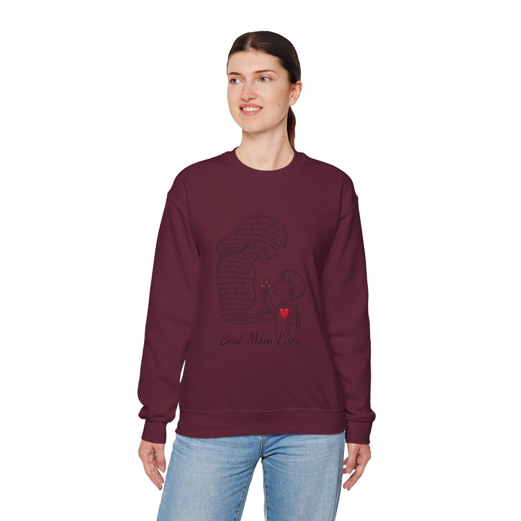 Best Mom Ever Crewneck Sweatshirt — Mother's Day Mom & Child Heart Design