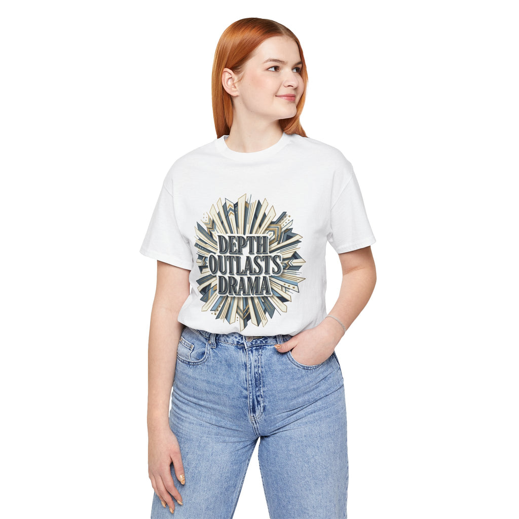 "Depth Outlasts Drama" Retro Burst Graphic Tee