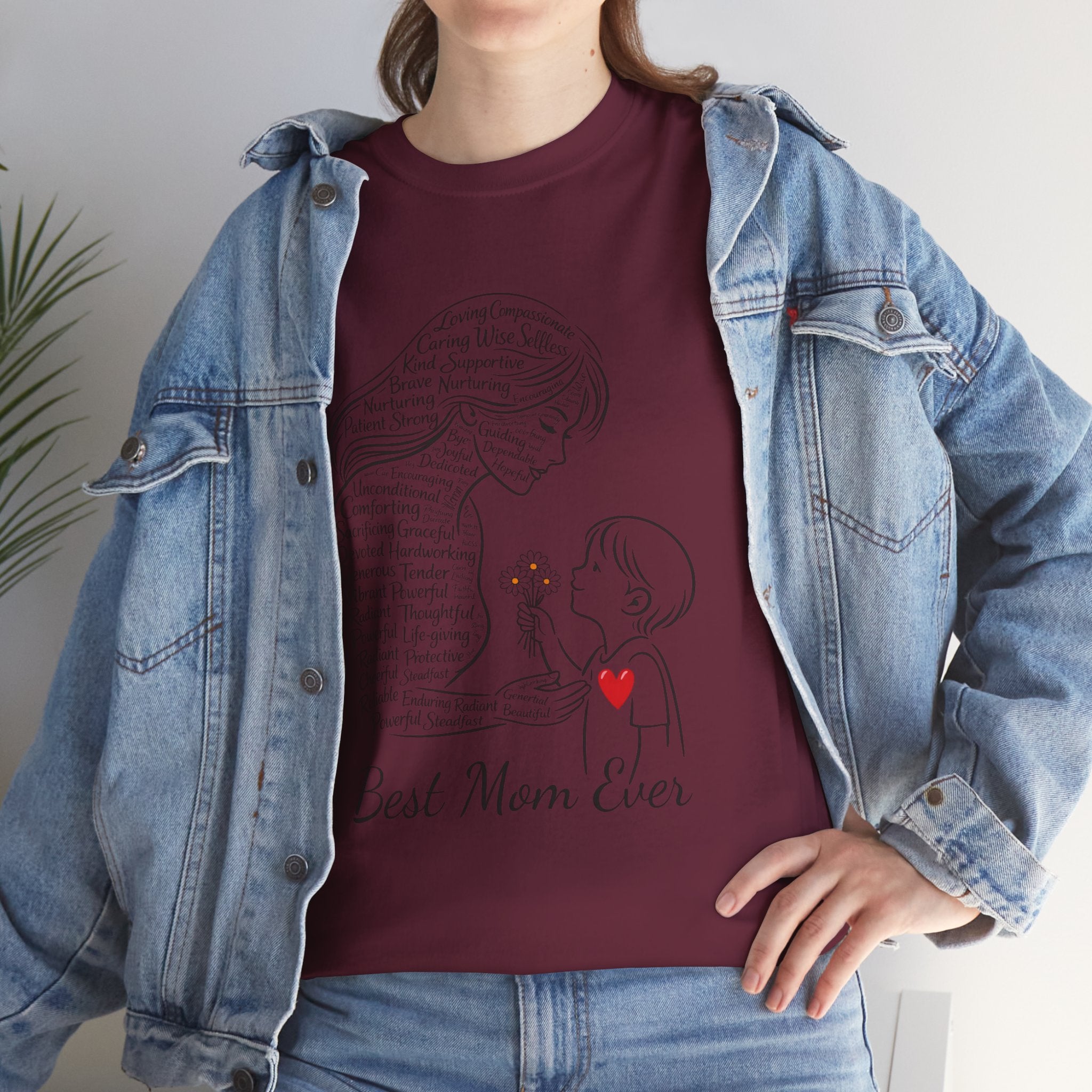 Best Mom Ever T‑Shirt — Mother's Day Gift | Mother & Child Heart Illustration