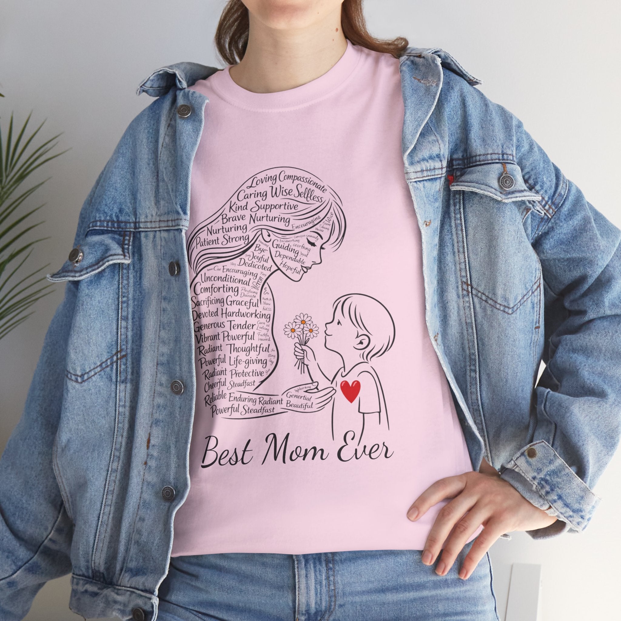 Best Mom Ever T‑Shirt — Mother's Day Gift | Mother & Child Heart Illustration