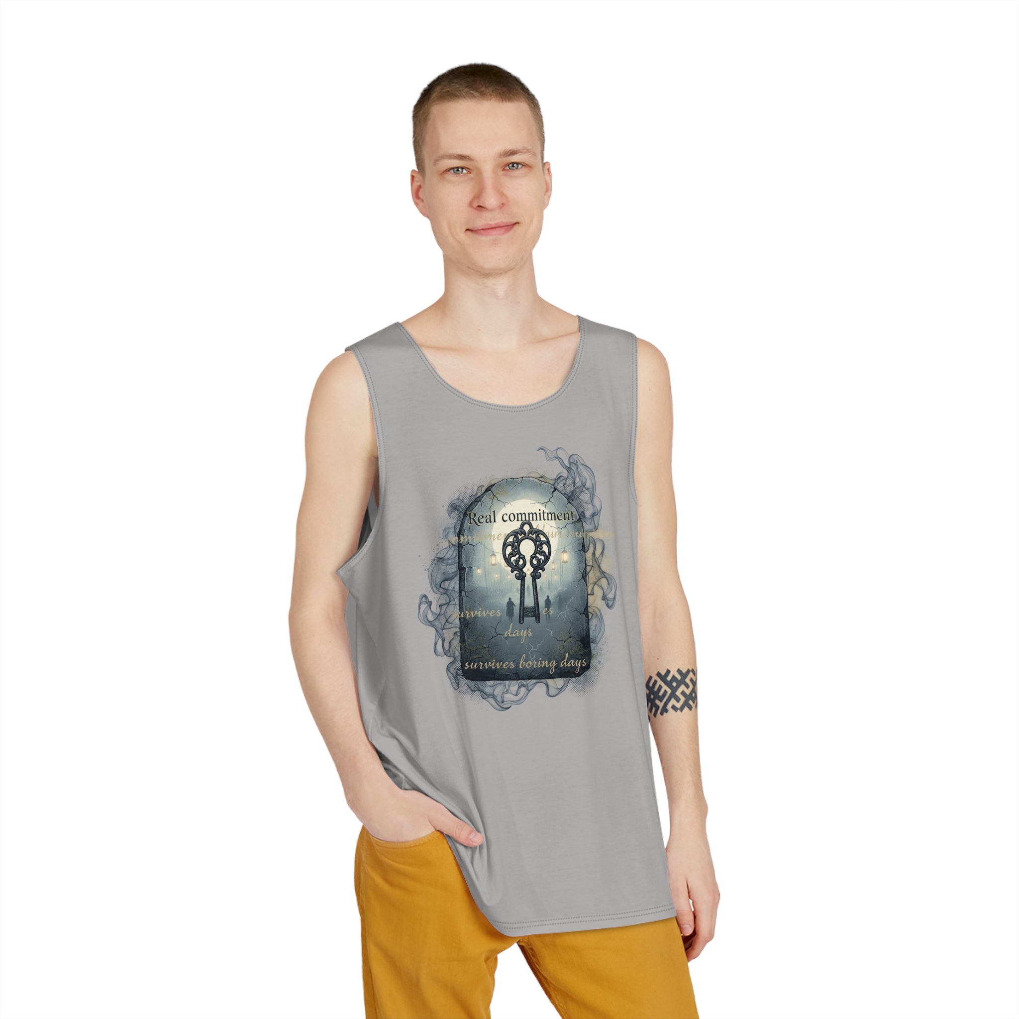 Mens Tank Top — Dark Gothic Moon Graphic Sleeveless Shirt
