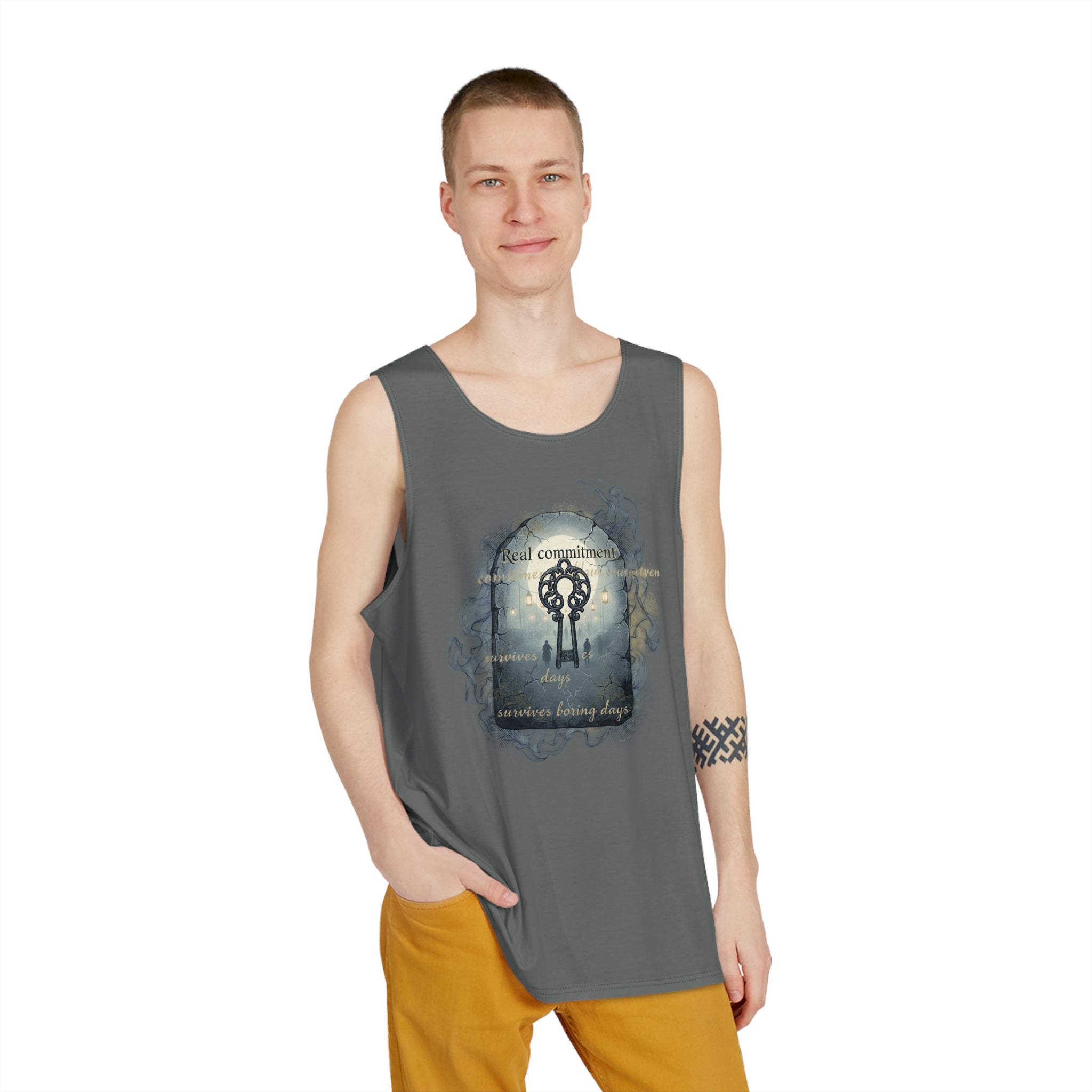 Mens Tank Top — Dark Gothic Moon Graphic Sleeveless Shirt