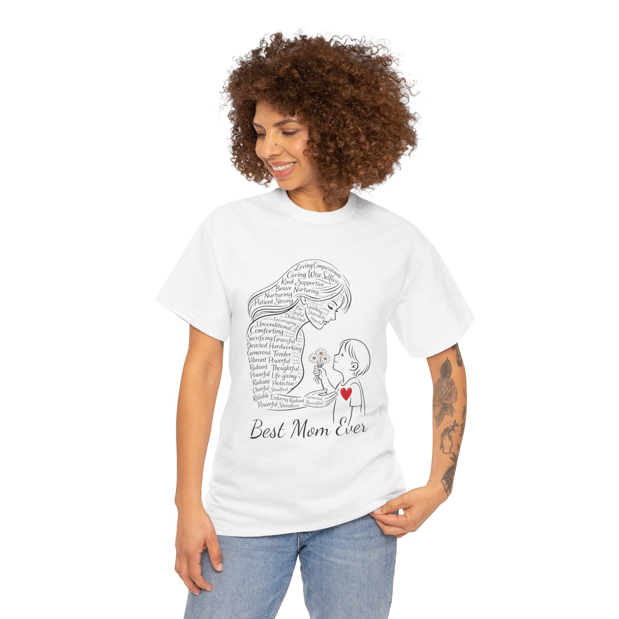Best Mom Ever T‑Shirt — Mother's Day Gift | Mother & Child Heart Illustration