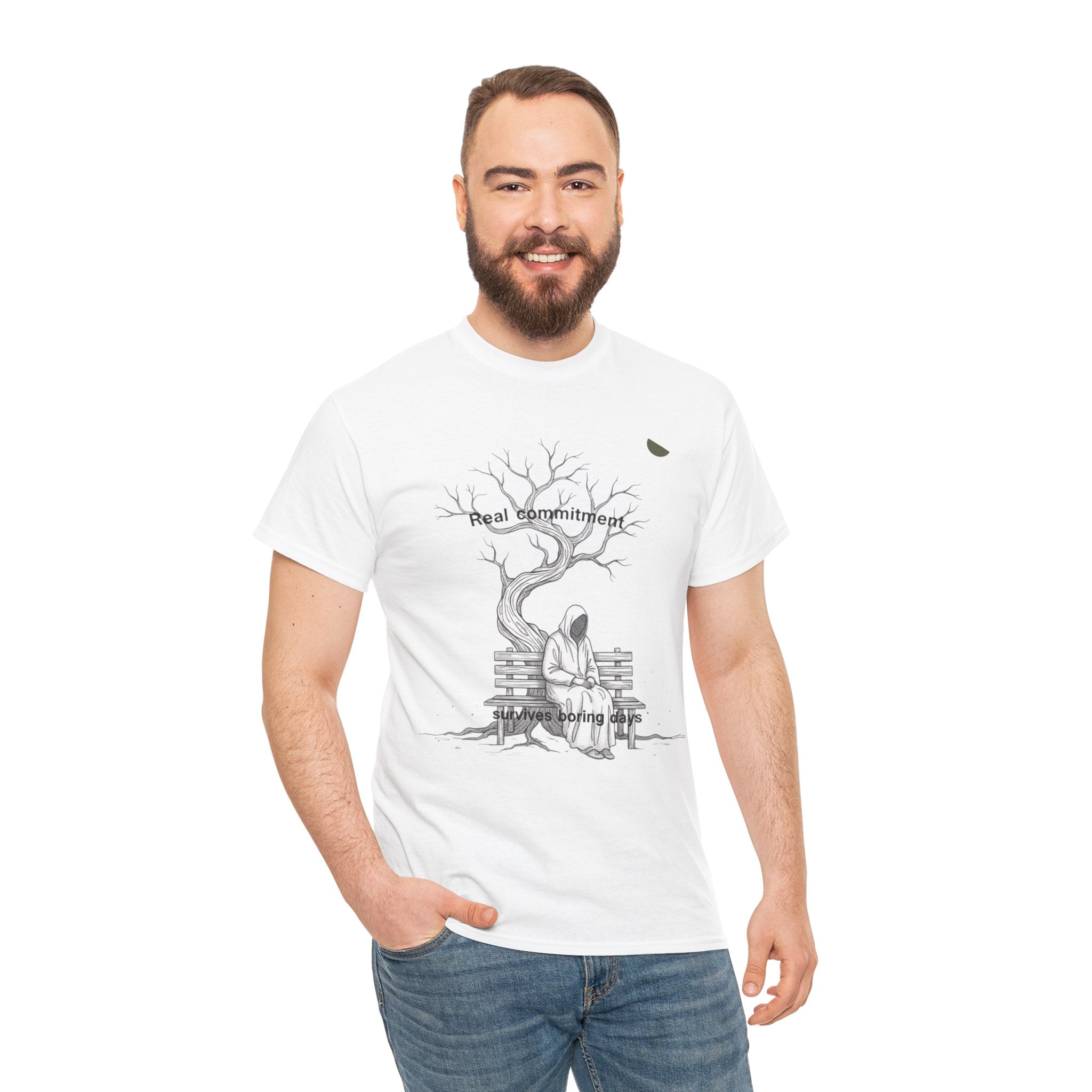 Real commitment Tee — 'Feel Something' Graphic Cotton T-Shirt