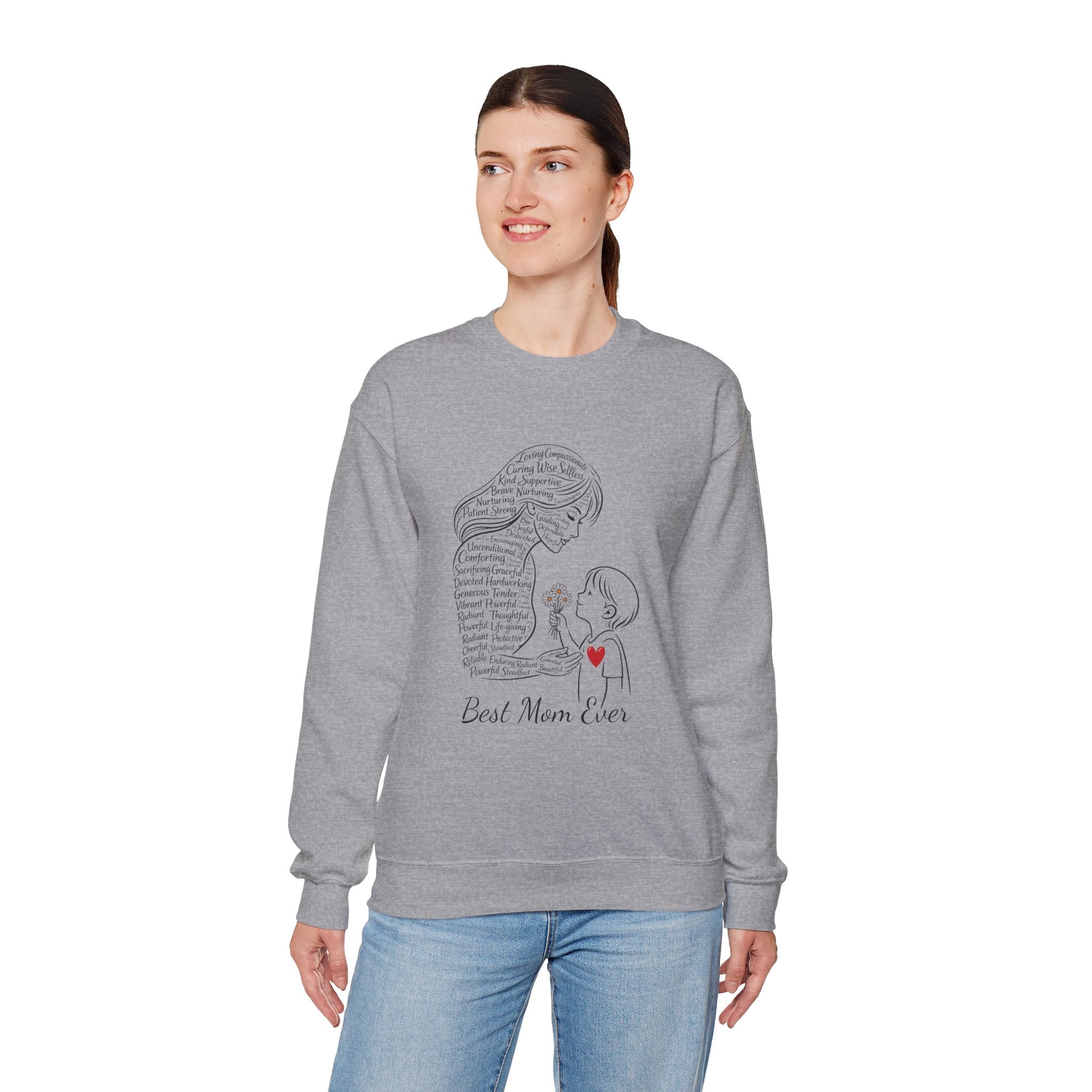 Best Mom Ever Crewneck Sweatshirt — Mother's Day Mom & Child Heart Design