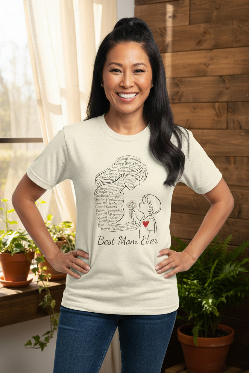 Best Mom Ever T‑Shirt — Mother's Day Gift | Mother & Child Heart Illustration