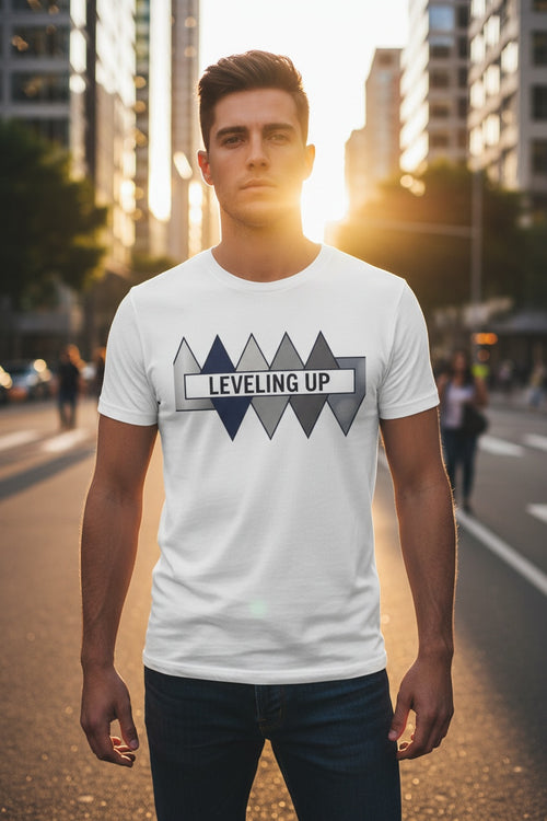 'Leveling up' Geometric Arrow Graphic t-shirt