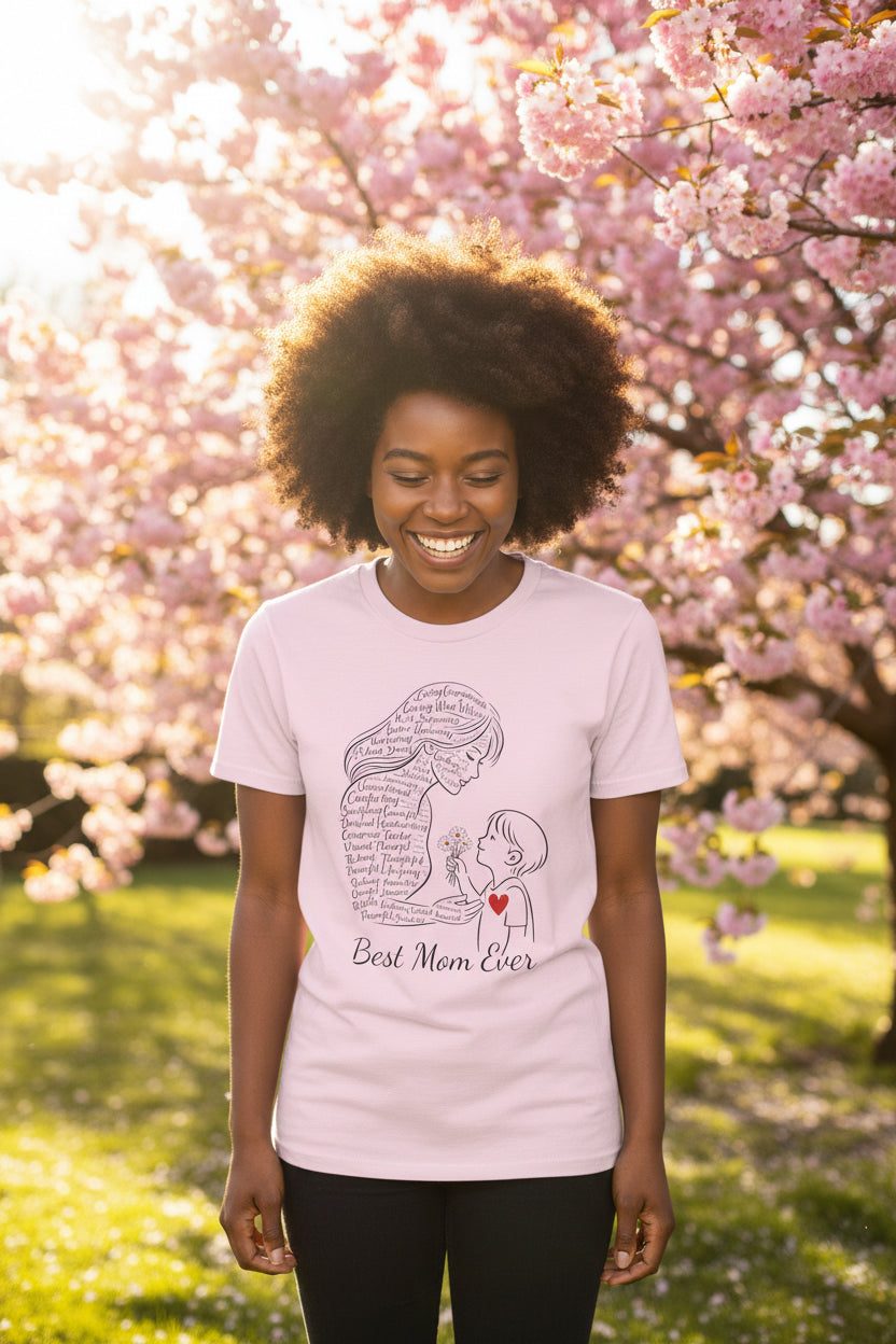 Best Mom Ever T‑Shirt — Mother's Day Gift | Mother & Child Heart Illustration